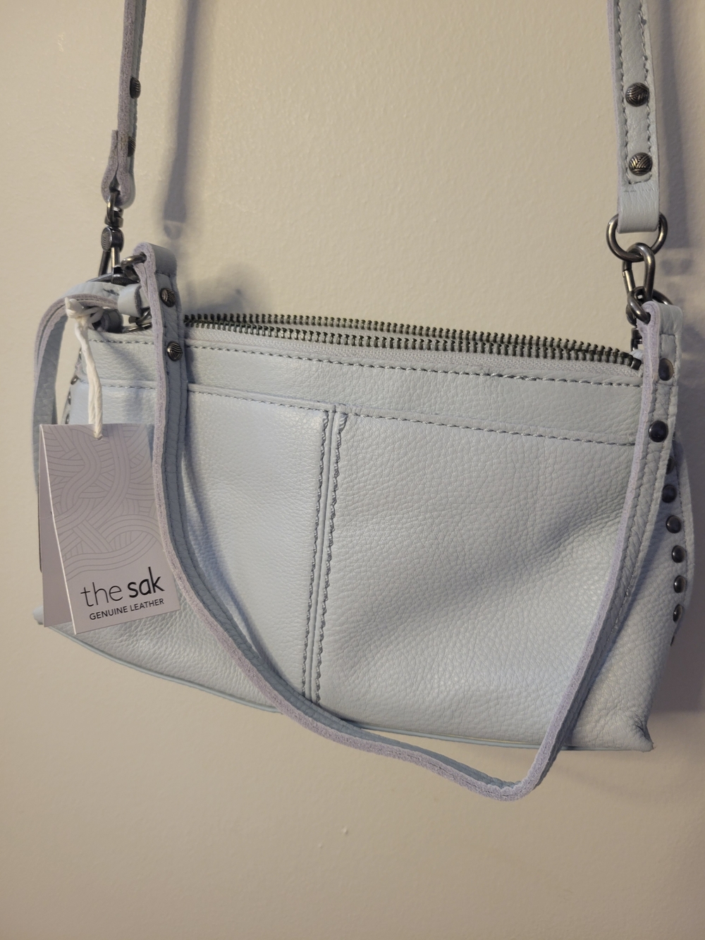 The Sak Genuine Leather Crossbody Bag in Pale Blue